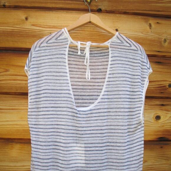 NWT Theory Low Back Striped Pullover Knit Top - Picture 7 of 9